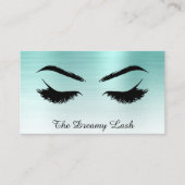 *~* Lashes Brows Extensions QR Metallic BLAUWGROEN Visitekaartje (Voorkant)