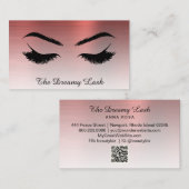*~* Lashes Brows Extensions QR Metallic COPPER Visitekaartje (Voorkant / Achterkant)