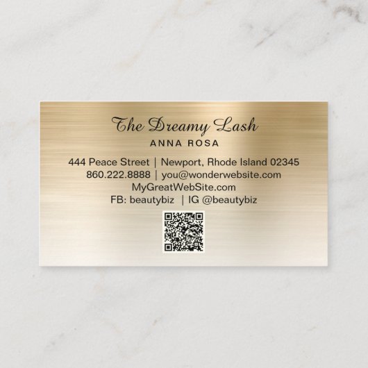 *~* Lashes Brows Extensions QR Metallic GOLD Visitekaartje (Achterkant)