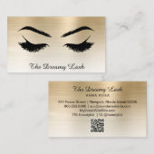 *~* Lashes Brows Extensions QR Metallic GOLD Visitekaartje (Voorkant / Achterkant)