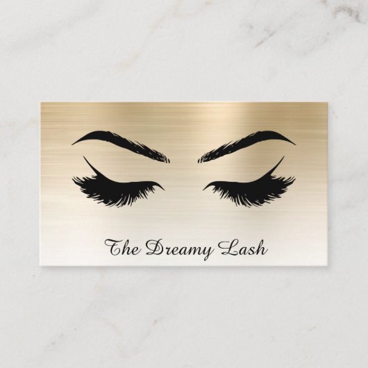 *~* Lashes Brows Extensions QR Metallic GOLD Visitekaartje (Voorkant)