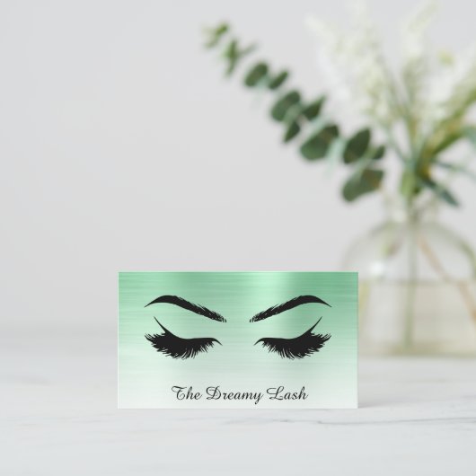 *~* Lashes Brows Extensions QR Metallic Mint Visitekaartje (Staand voorkant)