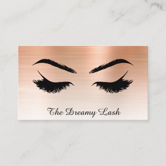 *~* Lashes Brows Extensions QR Metallic ROOS GOLD Visitekaartje (Voorkant)