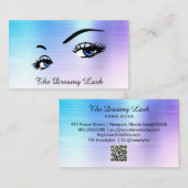 *~* Lashes Brows Extensions QR Ombre Blue Glitter Visitekaartje (Voorkant / Achterkant)