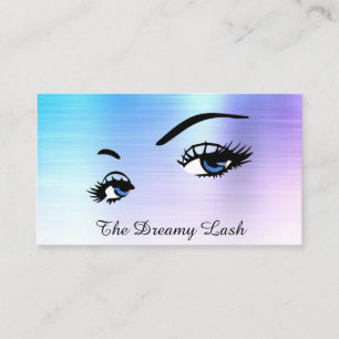 *~* Lashes Brows Extensions QR Ombre Blue Glitter Visitekaartje