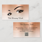 *~* Lashes Brows Extensions QR Roos Gold Glitter Visitekaartje (Voorkant / Achterkant)
