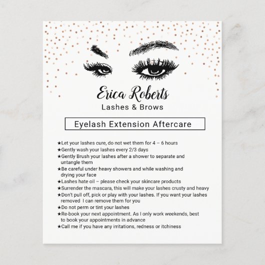 Lashes & Brows Eyelash Natercare Instruction Flyer (Voorkant)
