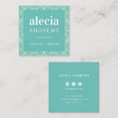 LASHES & BROWS jade mint groen Vierkante Visitekaartje (Voorkant / Achterkant)