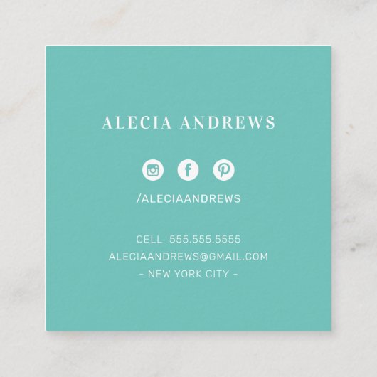 LASHES & BROWS  jade mint groen Vierkante Visitekaartje (Achterkant)