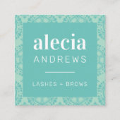 LASHES & BROWS  jade mint groen Vierkante Visitekaartje (Voorkant)