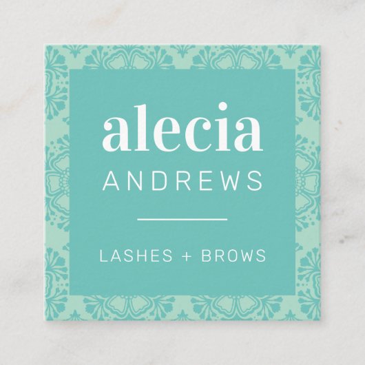 LASHES & BROWS jade mint groen Vierkante Visitekaartje (Voorkant)