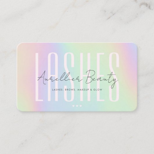Lashes Brows Make-up Artiest Holografisch Modern Visitekaartje (Voorkant)