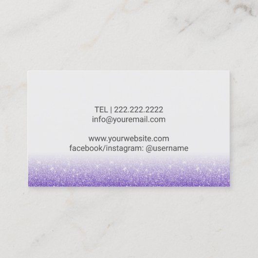 Lashes & Brows make-up artiest Paarse glitter Visitekaartje (Achterkant)