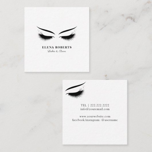 Lashes & Brows make-up artiest Vierkante Visitekaartje (Voorkant / Achterkant)