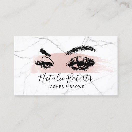 Lashes Brows Make-up Artist Blush Stroke Marble Visitekaartje (Voorkant)