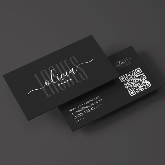 Lashes Brows Make-up Artist Elegant Zwart Script Visitekaartje