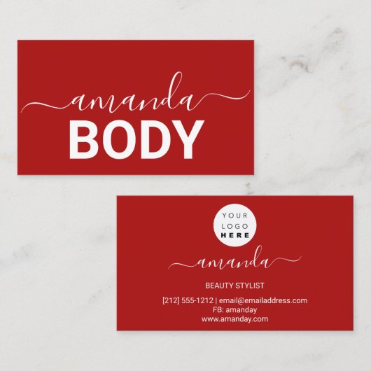 Lashes Brows Make-up Logo Minimalisme Rood Visitekaartje (Voorkant / Achterkant)