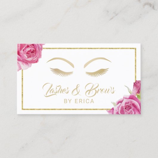 Lashes & Brows Makeup Artiest  Floral Visitekaartje (Voorkant)