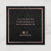 Lashes & Brows Makeup Artist Black Glitter Salon Vierkante Visitekaartje (Achterkant)