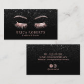 Lashes & Brows Makeup Artist Black Glitter Salon Visitekaartje (Voorkant / Achterkant)