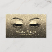 Lashes Brows Makeup Artist Black & Gold Glitter Visitekaartje (Voorkant)
