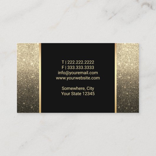 Lashes Brows Makeup Artist Black & Gold Ombre Visitekaartje (Achterkant)