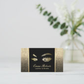 Lashes Brows Makeup Artist Black & Gold Ombre Visitekaartje (Staand voorkant)