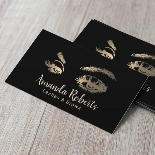 Lashes & Brows Makeup Artist Black & Gold Visitekaartje