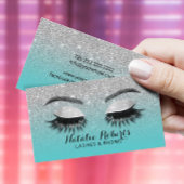 Lashes Brows Makeup Artist Blauwgroen en Zilver Gl Visitekaartje