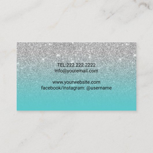 Lashes Brows Makeup Artist Blauwgroen en Zilver Gl Visitekaartje (Achterkant)