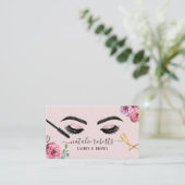 Lashes Brows Makeup Artist Blush Floral Eyelash Visitekaartje (Staand voorkant)