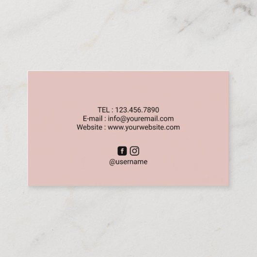Lashes Brows Makeup Artist Blush Pink Beauty Salon Visitekaartje (Achterkant)