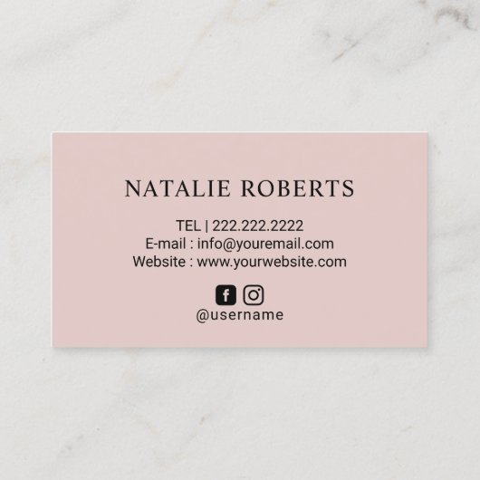 Lashes Brows Makeup Artist Blush Pink Typografie Visitekaartje (Achterkant)