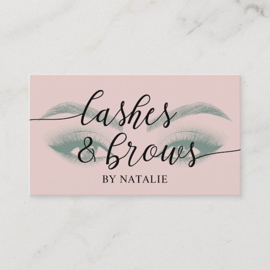 Lashes Brows Makeup Artist Blush Pink Typografie Visitekaartje (Voorkant)
