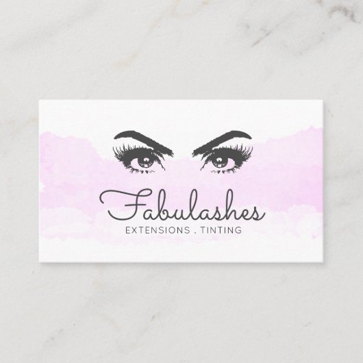 Lashes Brows Makeup Artist Blush Pink Waterverf Visitekaartje (Voorkant)