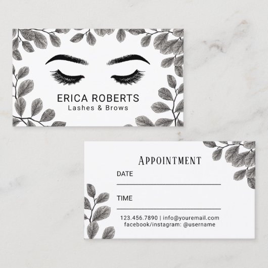 Lashes Brows Makeup Artist Botanical Appointes Visitekaartje (Voorkant / Achterkant)