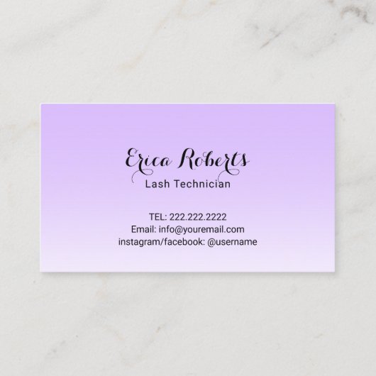 Lashes Brows Makeup Artist Classy Lavender Visitekaartje (Achterkant)