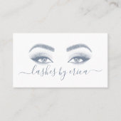 Lashes & Brows Makeup Artist Dusty Blue Typografie Visitekaartje (Voorkant)