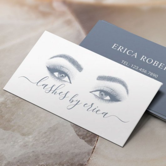 Lashes & Brows Makeup Artist Dusty Blue Typografie Visitekaartje