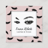 Lashes & Brows Makeup Artist Eyelash Blush Pink Vierkante Visitekaartje (Voorkant)