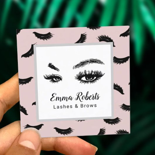 Lashes & Brows Makeup Artist Eyelash Blush Pink Vierkante Visitekaartje