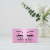 Lashes Brows Makeup Artist Girly Pink Salon Visitekaartje (Staand voorkant)