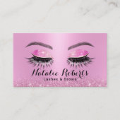 Lashes Brows Makeup Artist Girly Pink Salon Visitekaartje (Voorkant)