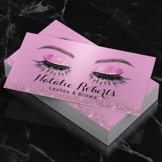 Lashes Brows Makeup Artist Girly Pink Salon Visitekaartje