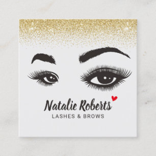 Lashes & Brows Makeup Artist Gold Confetti Salon Vierkante Visitekaartje