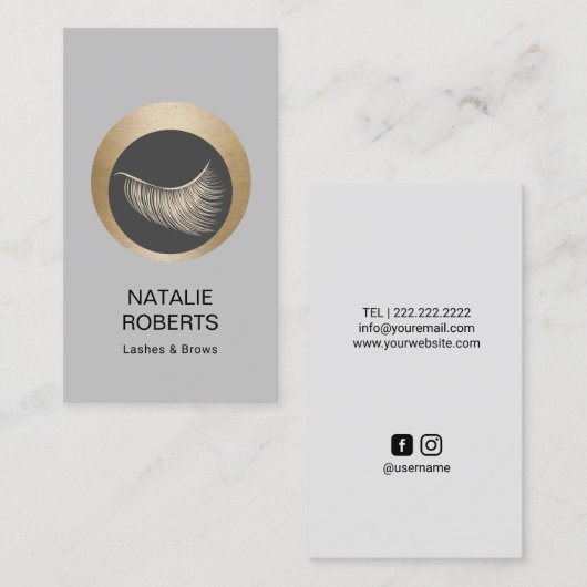 Lashes Brows Makeup Artist Gold Eyelash Logo Salon Visitekaartje (Voorkant / Achterkant)