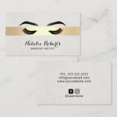 Lashes & Brows Makeup Artist Gold Striped Salon Visitekaartje (Voorkant / Achterkant)