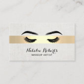 Lashes & Brows Makeup Artist Gold Striped Salon Visitekaartje (Voorkant)