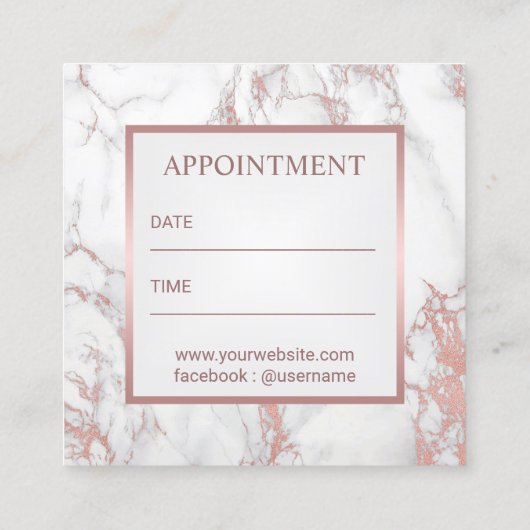 Lashes & Brows Makeup Artist Marble Appointment Afsprakenkaartje (Achterkant)