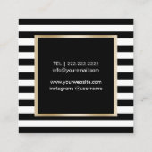 Lashes & Brows Makeup Artist Modern Black Stripes Vierkante Visitekaartje (Achterkant)
